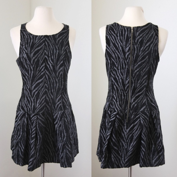 Free People Zebra Print Drop Waist Mini Dress - Picture 2 of 5